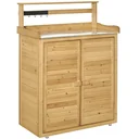 Gartenschrank Pflanztisch mit Unterschrank Geräteschrank mit Arbeitsfläche 3 Fächern Gartentisch mit Unterschrank 2 Türe