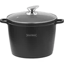 Marmorierte Fritteuse mit Glasdeckel schwarz 24cm