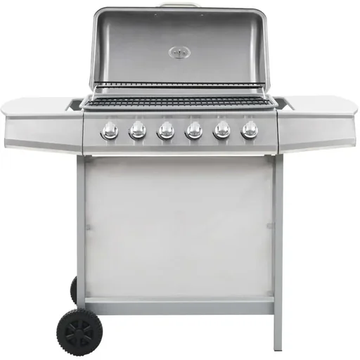 "Gasgrill mit 6 Kochstellen Stahl silber image"