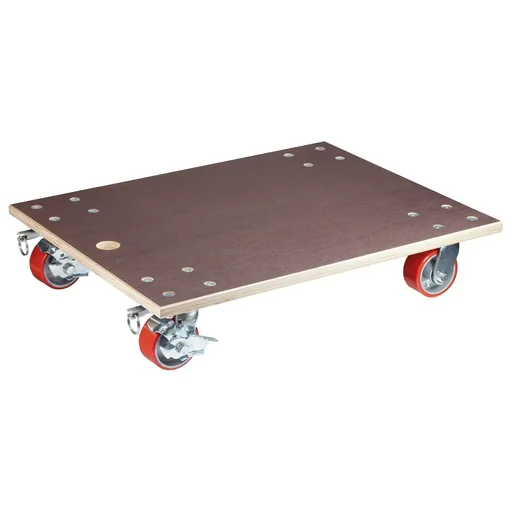 "Transporthilfe MM 1348, 78 x 59 x 16 cm, harte Rollen Ø 100 mm, Rollenlager, 2 Bremsen, Platte FSC®, Tragkraft 1.000 kg image"