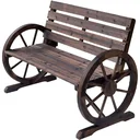 Gartenbank mit Wagenrad mit Armlehne