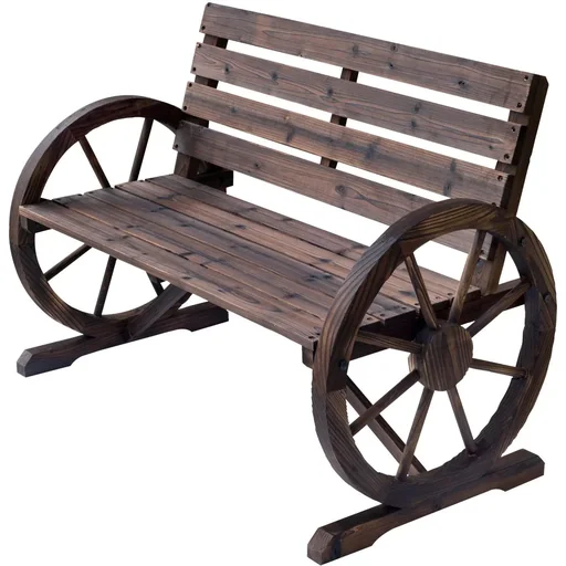 "Gartenbank mit Wagenrad mit Armlehne image"