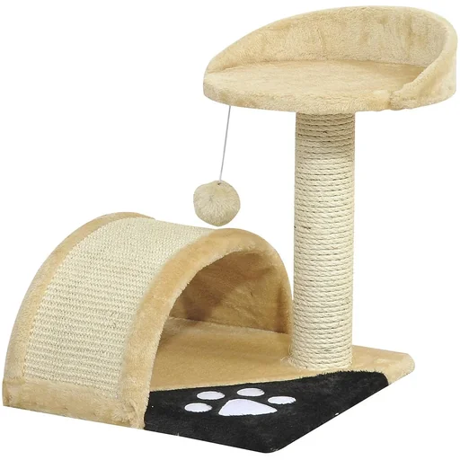 "Katzenbaum mit beigem Plüsch 36 cm x 36 cm x 44 cm image"