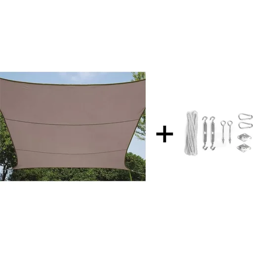 "Schattentuch inklusive Perel-Befestigungskit - Rechteck - 2 x 3m - Taupe image"