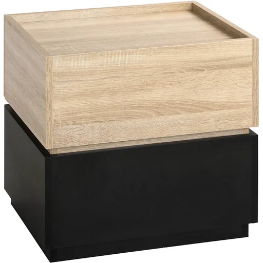 "Nachttisch mit Schublade Nachtschrank stapelbar Schubladenschrank Schlafzimmer Nachtkommode Spanplatte Schwarz+Natur 50 image"