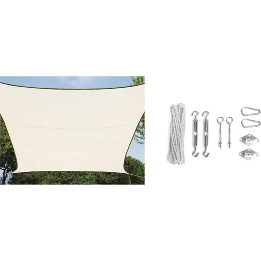 "Schattentuch / Sonnensegel Rechteck inklusive Befestigungsset - 2x3m - Creme image"