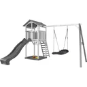 Beach Tower Spielturm mit Roxy Nestschaukel - Graue Rutsche