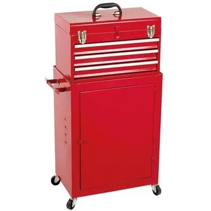 "Utility Trolley MP99 - 3 Schubladen mit Schloss - 45,5x28x91 cm - Abnehmbarer Koffer - Rot image"