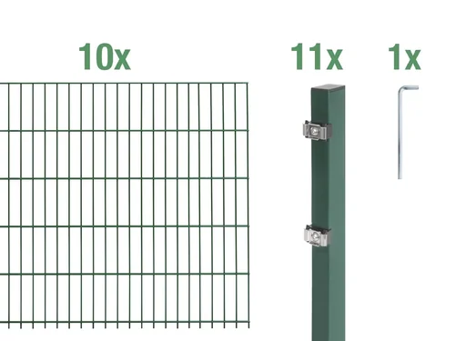 "Doppelstabmattenzaun Komplettset, grün, Höhe 120 cm, Länge 20 m image"