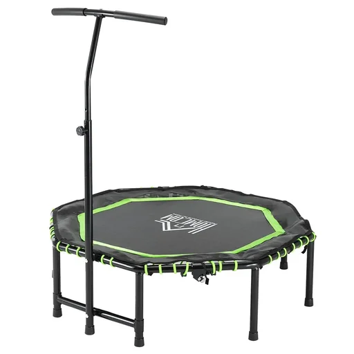 "Fitness-Trampolin mit verstellbarem Griff klappbar Trampolin für Kinder und Erwachsene Gartentrampolin Stahl Grün+Schwar image"