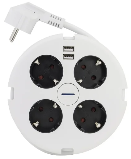 "Steckdosenleiste PowerDisc 4-fach mit 2 USB-Anschlüssen image"