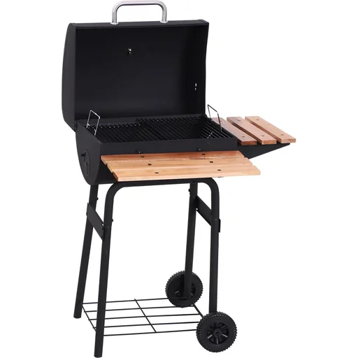 "Kohlegrill Grillwagen Grillstation Standgrill mit Thermometer 3 x Ablage Edelstahl Schwarz image"