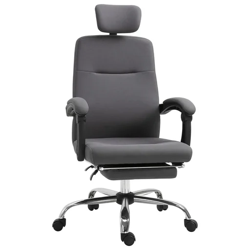 "Bürostuhl mit Fußstütze&verstellbarer Kopfstütze, Ergonomisch höhenverstellbar, Grau, 62 x 64,5 x 120-135 cm image"