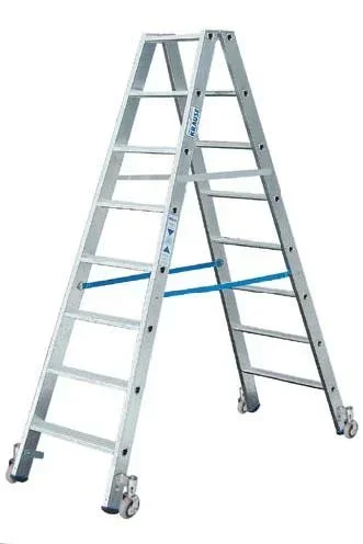 "Stufen Doppelleiter 2 x 7 Stufen Leiter Alu fahrbar image"