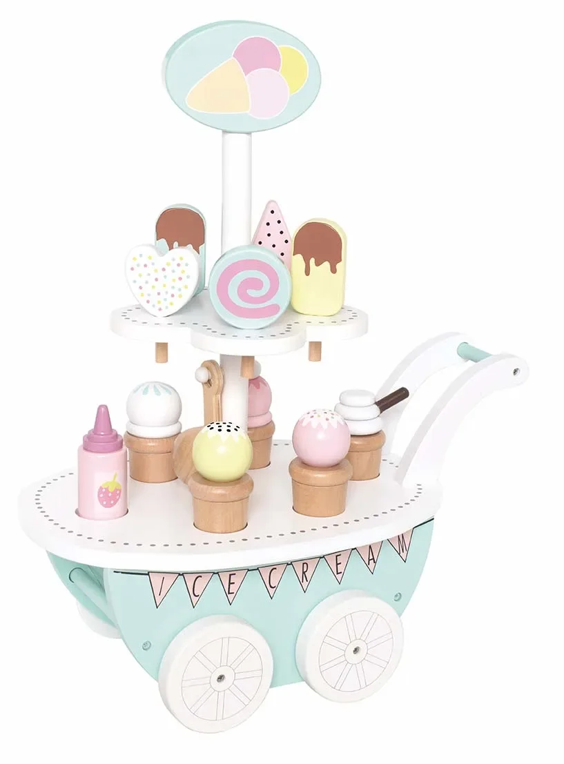 Jabadabado Kinderspielzeug, Eiswagen Holz, Eiscreme Spielzeug, Kinder Eiswagen