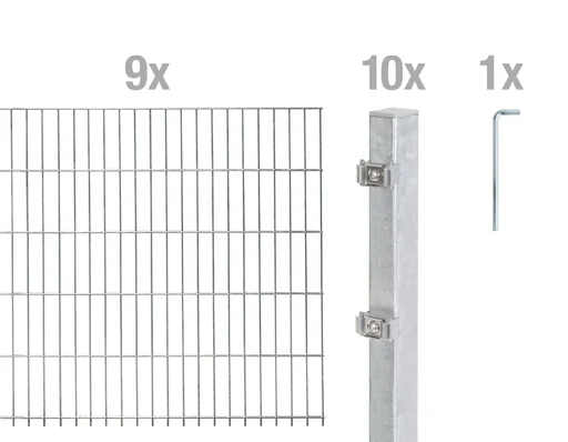 "Doppelstabmattenzaun Komplettset, feuerverzinkt, Höhe 120 cm, Länge 18 m image"