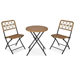 3 tlg. Polyrattan Sitzgruppe Bistroset Balkonset Garnitur 2 Stühlen + Tisch Klap