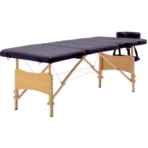 "Zusammenklappbarer Massagetisch mit 4 Zonen Holz weinrot image"