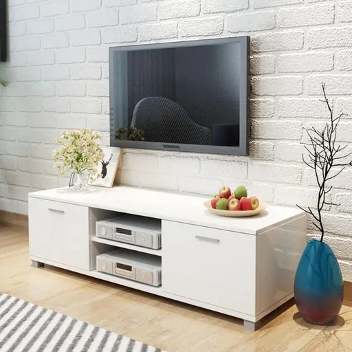 "TV-Schrank 140x40,3x34,7 cm Hochglanz weiß image"