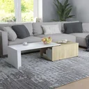 Couchtisch 150x50x35 cm Spanplatte weiß und Sonoma-Eiche