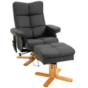 Massagesessel mit Fußhocker Relaxsessel Fernsehsessel TV Sessel 145°-Neigung Kunstleder Schwarz 80 x 86 x 99 cm