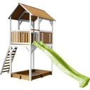 Dory Spielturm Braun/Weiß - Lindgrüne Rutsche