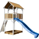 Dory Spielturm Braun/Weiß - Blaue Rutsche