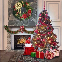 Schwarzwälder Weihnachtsbaum-Paket 150cm Rot + Weihnachtskugeln + Weihnachtsbele