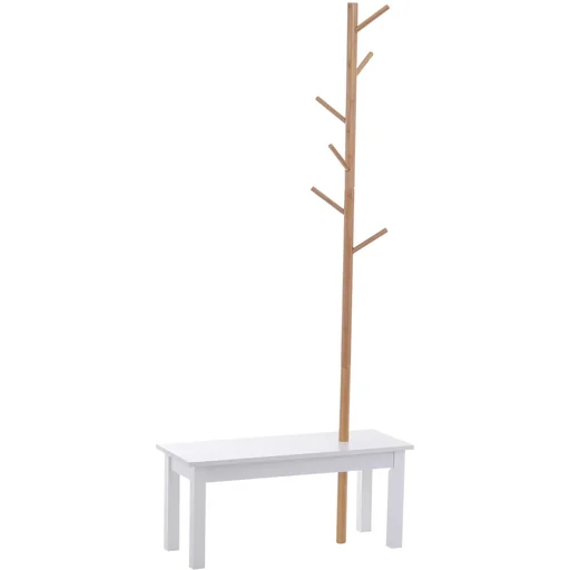 "Garderobenständer Kleiderhaken Garderobe mit Sitzbank Baum-Design Zweige 6 Haken image"