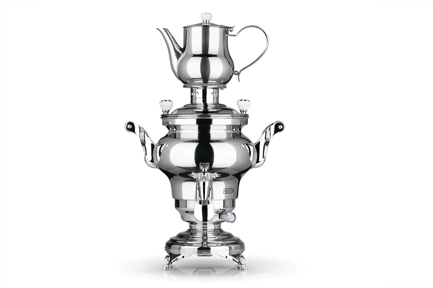"Samowar mit Teekocher, Russischer Teekessel Elektrisch - Odessa III, mit Dispenser, Edelstahl, 3L image"