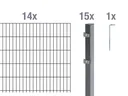 Doppelstabmattenzaun Komplettset, anthrazit, Höhe 140 cm, Länge 28 m