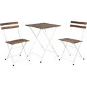 Pro Garden 3-teiliges Bistro-Set - 71x55x54 cm - Braunes Holz/weißes Metall