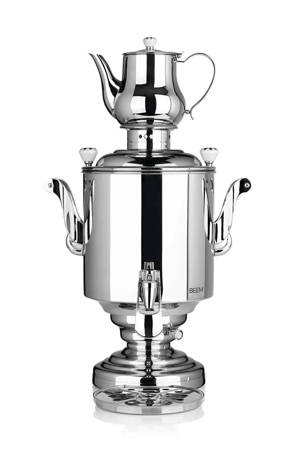 Samowar mit Teekocher, Russischer Teekessel Elektrisch - Katharina, mit Dispenser, Edelstahl, 15L