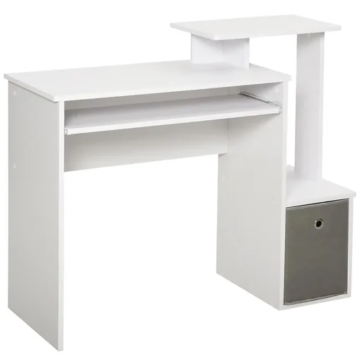 "Computertisch, Schreibtisch, Bürotisch, Gamingtisch, PC-Tisch mit Tastaturablage, Schublade, E1 Spanplatte, Weiß, 100 x image"