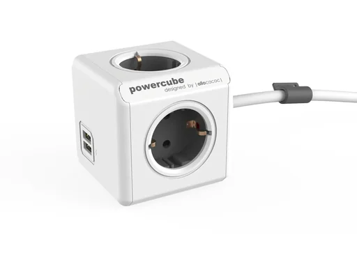 "PowerCube Extended Steckdosenwürfel mit 4 Steckdosen und 2 USB Anschlüssen image"