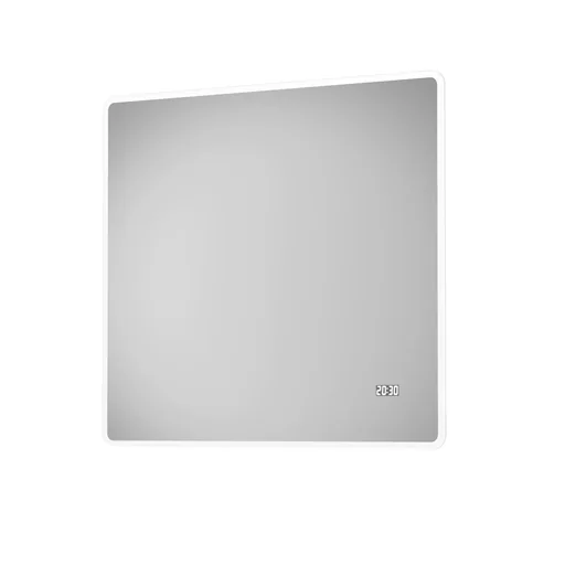 "Badezimmerspiegel mit Beleuchtung, "Sun" - 120 x 70 cm - Lichtumrahmung - Lichtfarbe neutralweiß - Digitaluhr image"