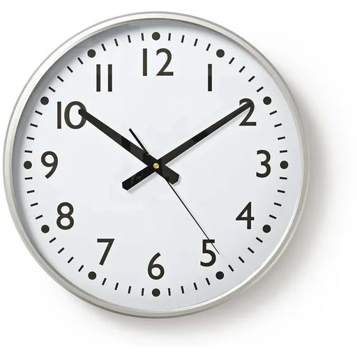 "Nedis Wanduhr - 38 cm Durchmesser mit gut lesbaren Zahlen - Silber image"