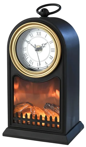 "Kamin mit Uhr schwarz image"