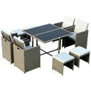 Sitzgruppe Polyrattan Gartenset 21 tlg, mit Kissen Grau
