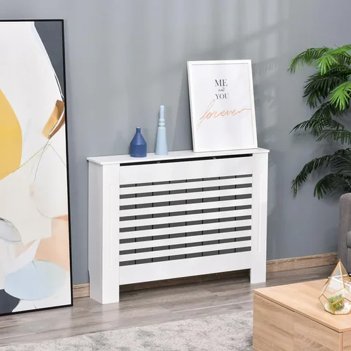 "Heizkörperverkleidung Heizkörperabdeckung Heizungsverkleidung Heizkörper Radiator Cover Abdeckung MDF Weiß 112 x 19 x 81 image"