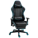 Gamingstuhl mit Kopfstütze Lendenkissen Bürostuhl mit Fußstütze höhenverstellbarer Schaumstoff Nylon Kunstleder Schwarz+