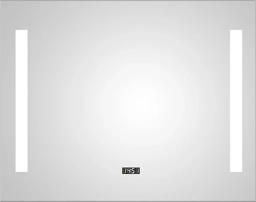 "Badezimmerspiegel mit Beleuchtung, "Star" - 120 x 60 cm - Lichtfarbe neutralweiß - Digitaluhr image"