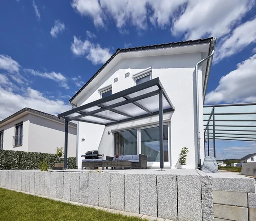 "Terrassendach Premium, anthrazit, 4102 x 3060 mm - Polycarbonat Stegplatten 16 mm, weiß gestreift image"
