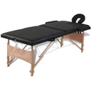 Klappbare Massageliege 2 Zonen mit Holzrahmen (schwarz)