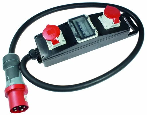 "Vollgummi-Steckdosenleiste S20+ H07RN-F 5G16, 2m, 400V, 2 CEE-Steckdose 400V, 32A, mit Absicherung 2 LS C 32A, 3-polig image"