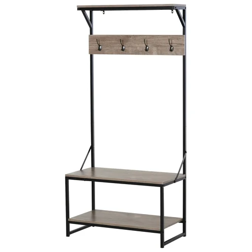 "Garderobe mit 4 Haken und Schuhablage, natur image"