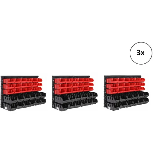 "3x Werkzeugregal mit Stapelboxen 32 Stück - 2 Wandplatten von 32x38x2 cm image"