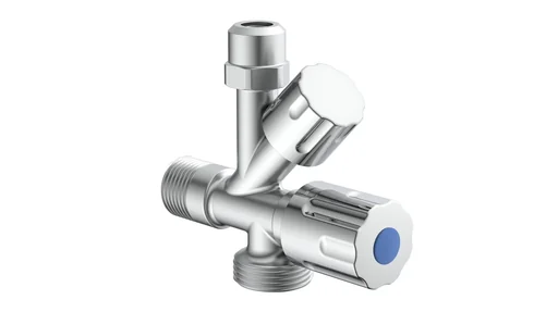 "Kombi Eckventil 1/2"AG x 3/4"AG x 3/8"AG x 10 mm image"