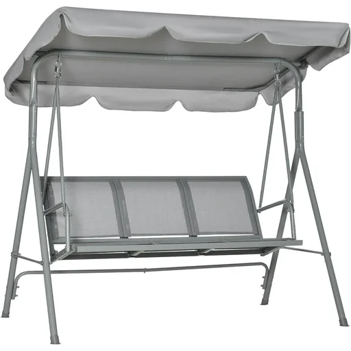 "Hollywoodschaukel 3-Sitzer mit Dach Metall Grau+Silber 170 x 110 x 153 cm image"