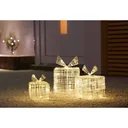 Weihnachtsbeleuchtung Geschenkbox 90 LED 3 Stück in verschiedenen Größen